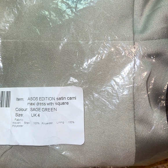 NWT ASOS EDITION satin cami maxi dress with square neck in sage OUT OF STOCK NEW - Picture 6 of 7